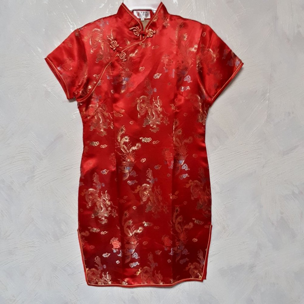 LAOGUDAI CHINESE RED SILK EVENING DRESS Size XL